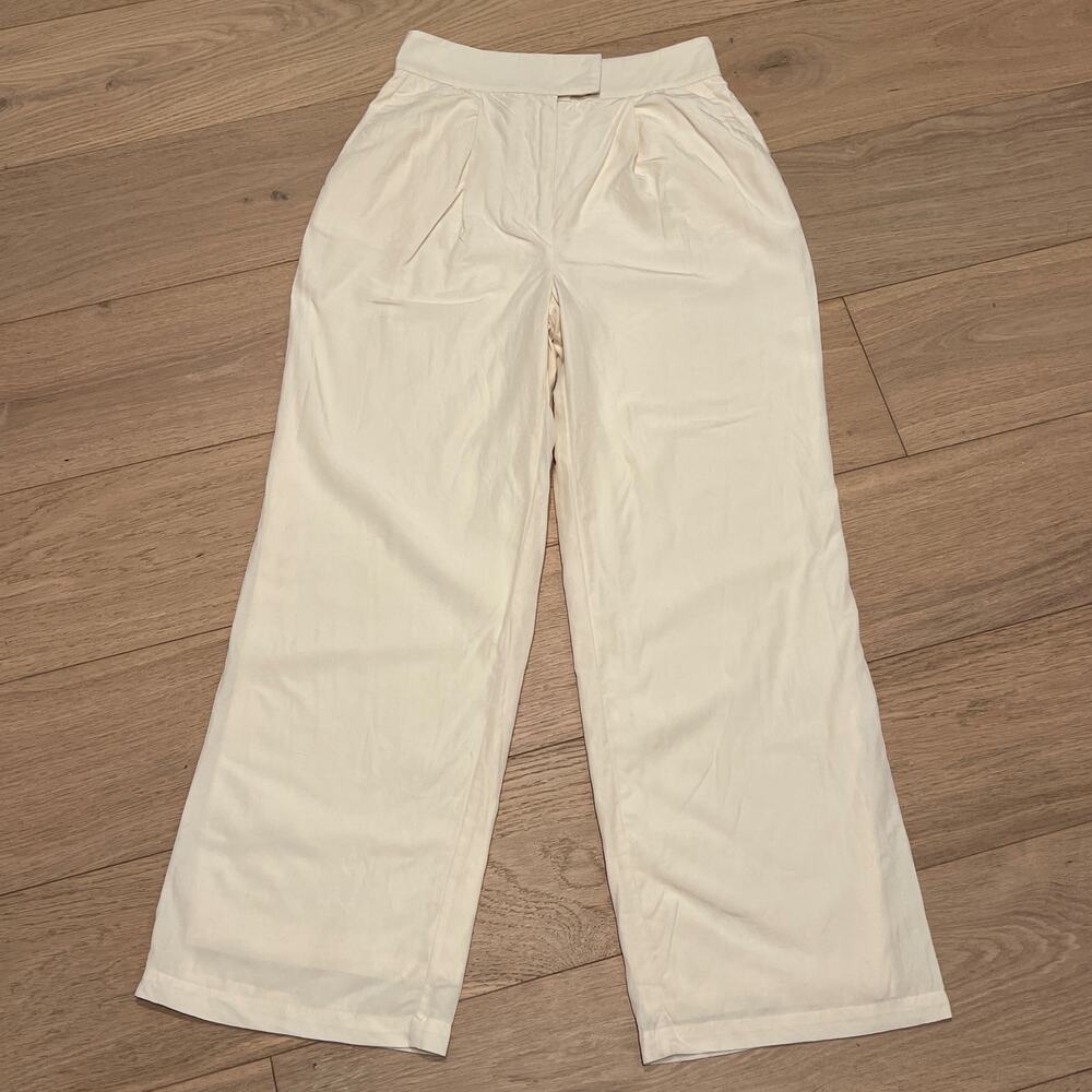 DISSH Cream Wide Leg Tencel Linen Lined Trousers Women’s Pants Size 6